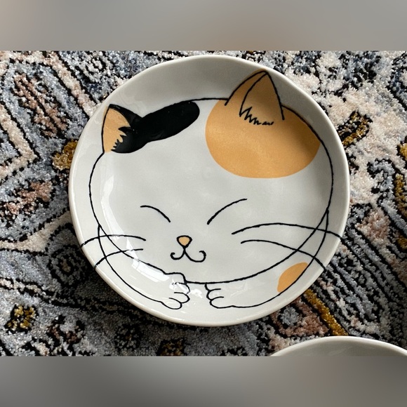 Japanese cat theme 3 dishes & 3 plates - Picture 6 of 14
